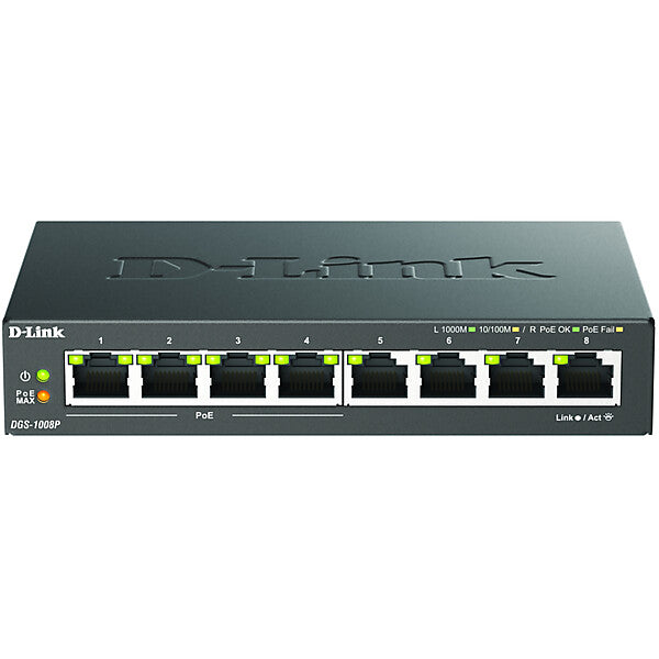 D-Link 8-Port Gigabit Switch PoE Layer 2 DGS-1008P/E